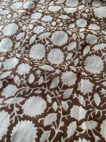 58" inches Indian Hand Block Print Fabric, Indian Linen Fabric, Block Print Fabric, Designer Floral Printing Fabric, Upholstery fabric, - Maple Village Lane