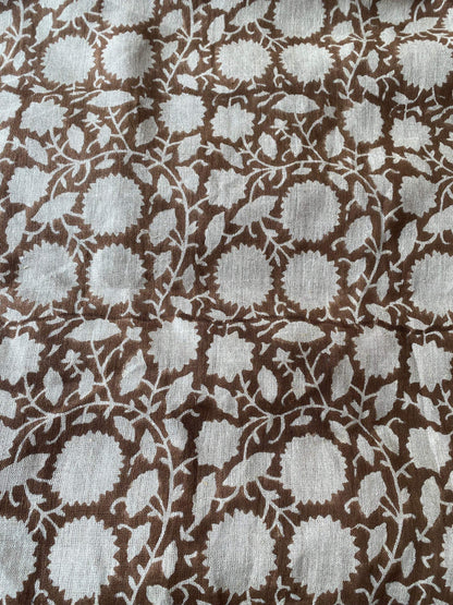 58" inches Indian Hand Block Print Fabric, Indian Linen Fabric, Block Print Fabric, Designer Floral Printing Fabric, Upholstery fabric, - Maple Village Lane