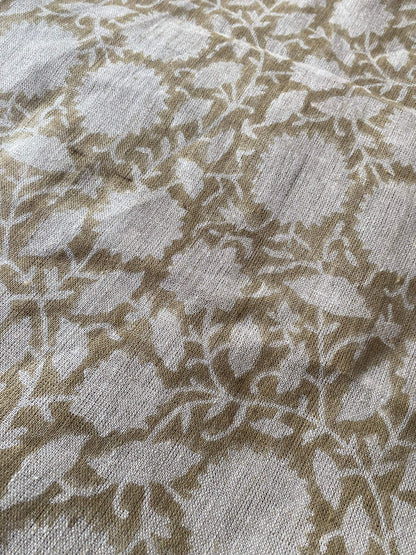 58" inches Indian Hand Block Print Fabric, Indian Linen Fabric, Block Print Fabric, Designer Floral Printing Fabric, Upholstery fabric,