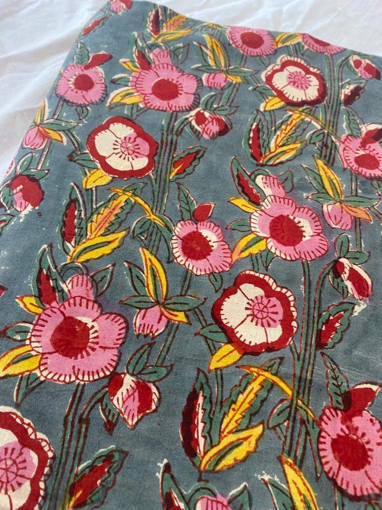 Indian Cotton Block Print Fabric by the Yard -Sewing and Quilting Fabric - Maple Village Lane