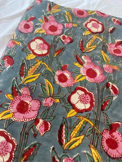 Indian Cotton Block Print Fabric by the Yard -Sewing and Quilting Fabric - Maple Village Lane