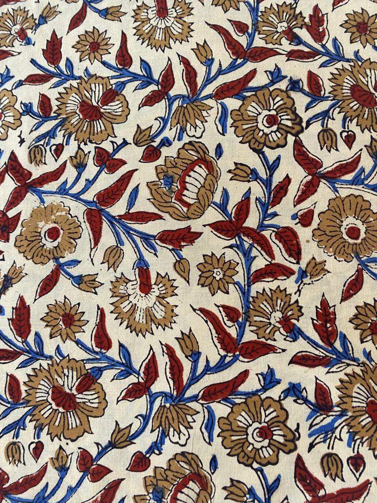 Indian Cotton Block Print Fabric by the Yard -Sewing and Quilting Fabric - Maple Village Lane