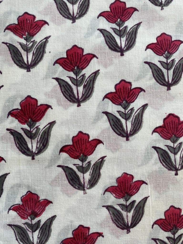 Indian Cotton Block Print Fabric by the Yard -Sewing and Quilting Fabric - Maple Village Lane