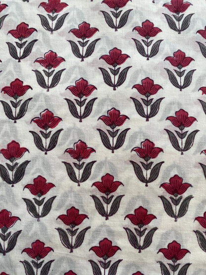 Indian Cotton Block Print Fabric by the Yard -Sewing and Quilting Fabric - Maple Village Lane