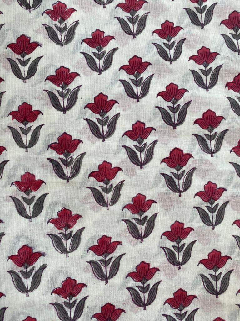 Indian Cotton Block Print Fabric by the Yard -Sewing and Quilting Fabric - Maple Village Lane