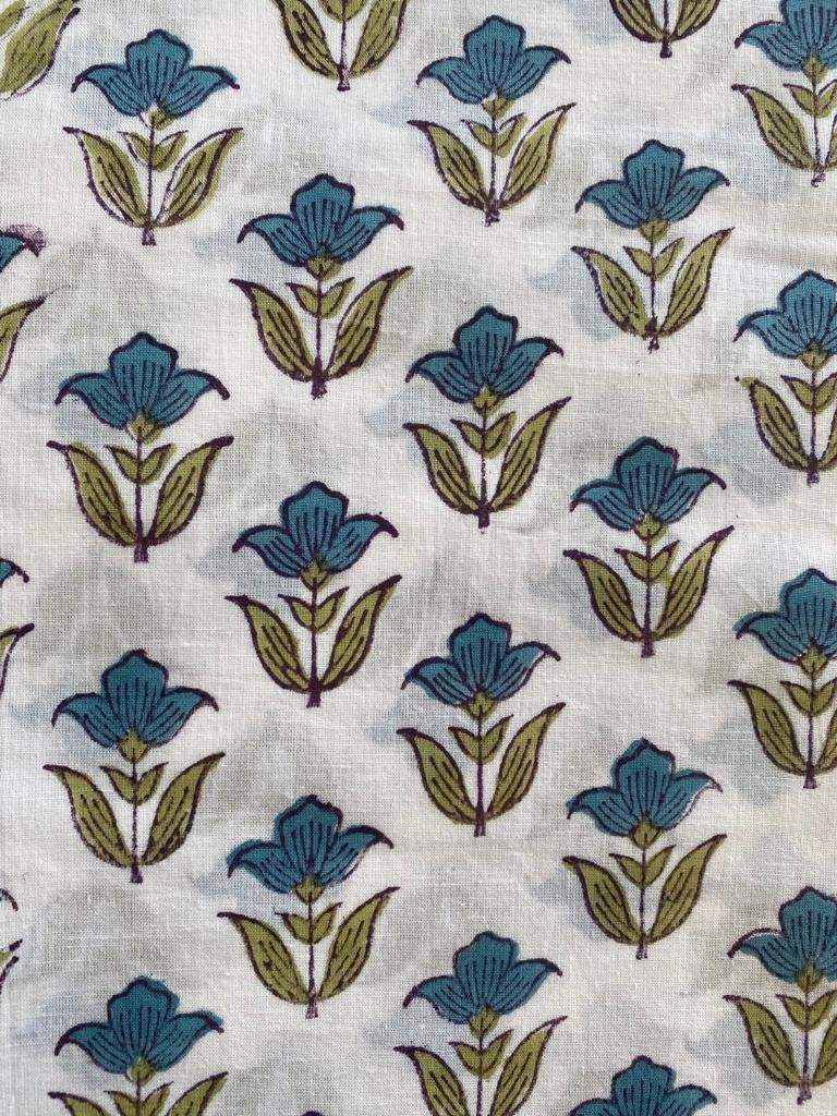 Green Red Flower Print Cotton Fabric, Sewing Fabric, Dressmaking banyans Fabric, Indian Fabric By The Yard, Craft Fabric, Upholstery Fabric - Maple Village Lane