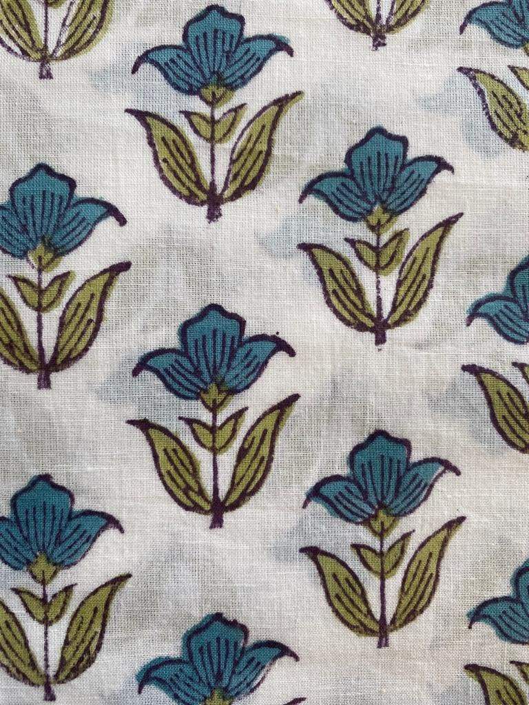 Green Red Flower Print Cotton Fabric, Sewing Fabric, Dressmaking banyans Fabric, Indian Fabric By The Yard, Craft Fabric, Upholstery Fabric - Maple Village Lane