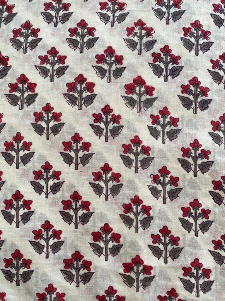 Red Flower Print Cotton Fabric, Sewing Fabric, Dressmaking banyans Fabric, Indian Fabric By The Yard,Craft Fabric, Upholstery Fabric - Maple Village Lane