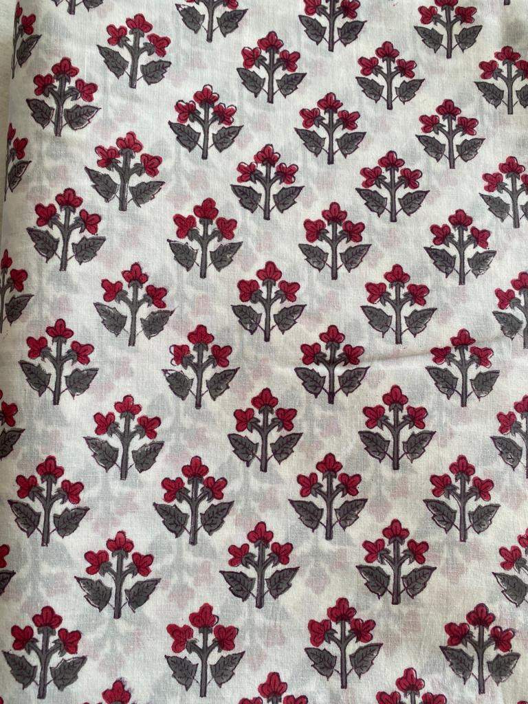 Red Flower Print Cotton Fabric, Sewing Fabric, Dressmaking banyans Fabric, Indian Fabric By The Yard,Craft Fabric, Upholstery Fabric - Maple Village Lane