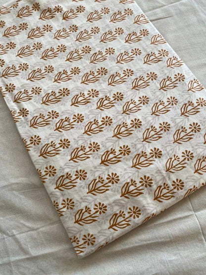 Floral Print Block Print Fabric 100% Cotton Indian Fabric, Hand Printed Natural Vegetable Dye Soft Cotton Woman Dress Fabric By Yard - Maple Village Lane