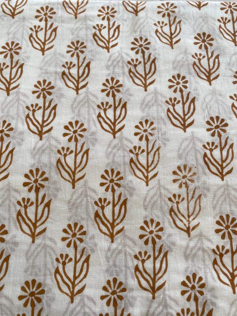 Floral Print Block Print Fabric 100% Cotton Indian Fabric, Hand Printed Natural Vegetable Dye Soft Cotton Woman Dress Fabric By Yard - Maple Village Lane