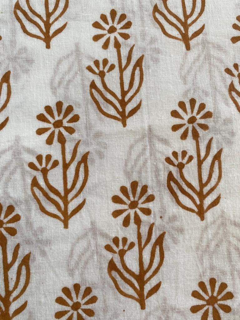 Floral Print Block Print Fabric 100% Cotton Indian Fabric, Hand Printed Natural Vegetable Dye Soft Cotton Woman Dress Fabric By Yard - Maple Village Lane