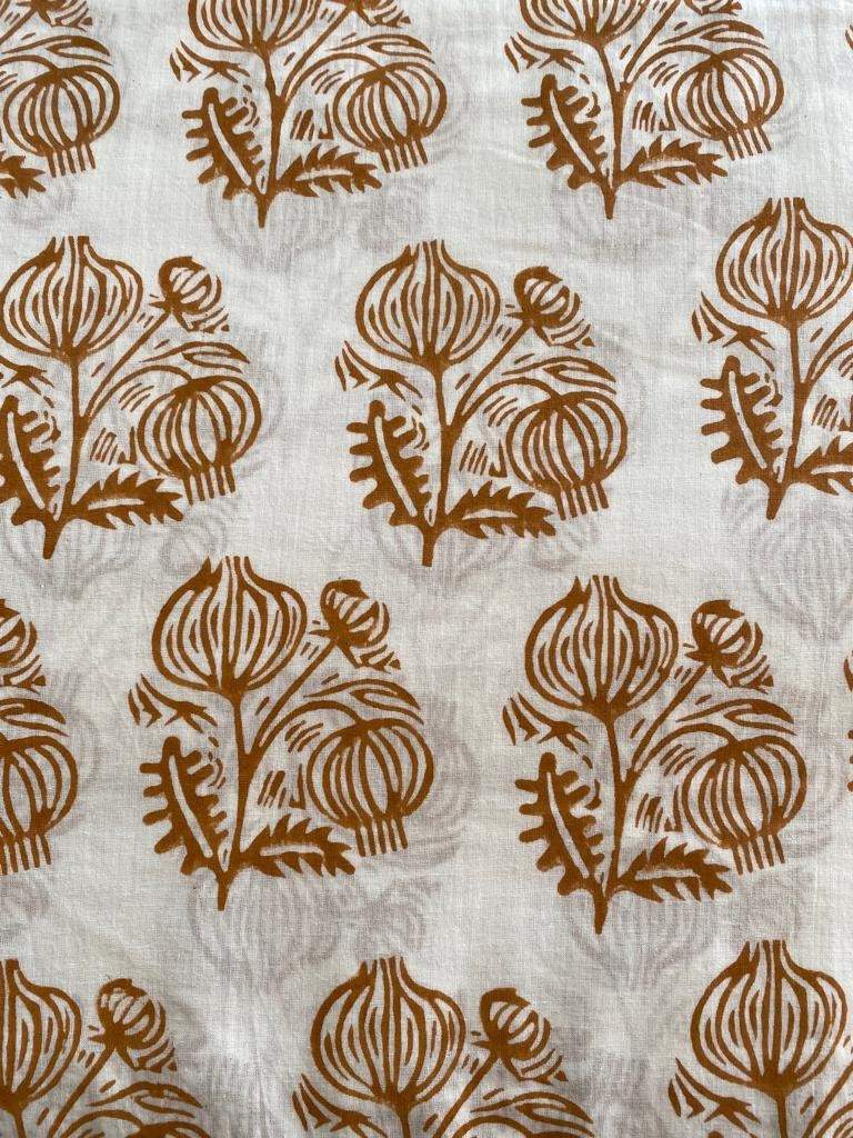 Floral Print Block Print Fabric 100% Cotton Indian Fabric, Hand Printed Natural Vegetable Dye Soft Cotton Woman Dress Fabric By Yard - Maple Village Lane