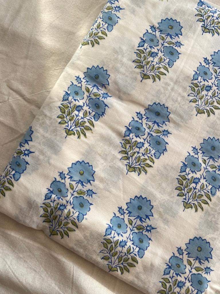 Mughal Flower Block Print, indian cotton, Hand stamped printing, by the yard, Indian Fabric, Upholstery Fabric , sewing and quilting fabric - Maple Village Lane