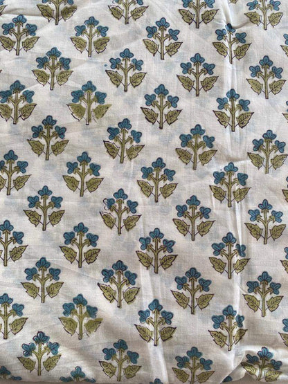 Indian Cotton Block Print Fabric by the Yard -Sewing and Quilting Fabric - Maple Village Lane