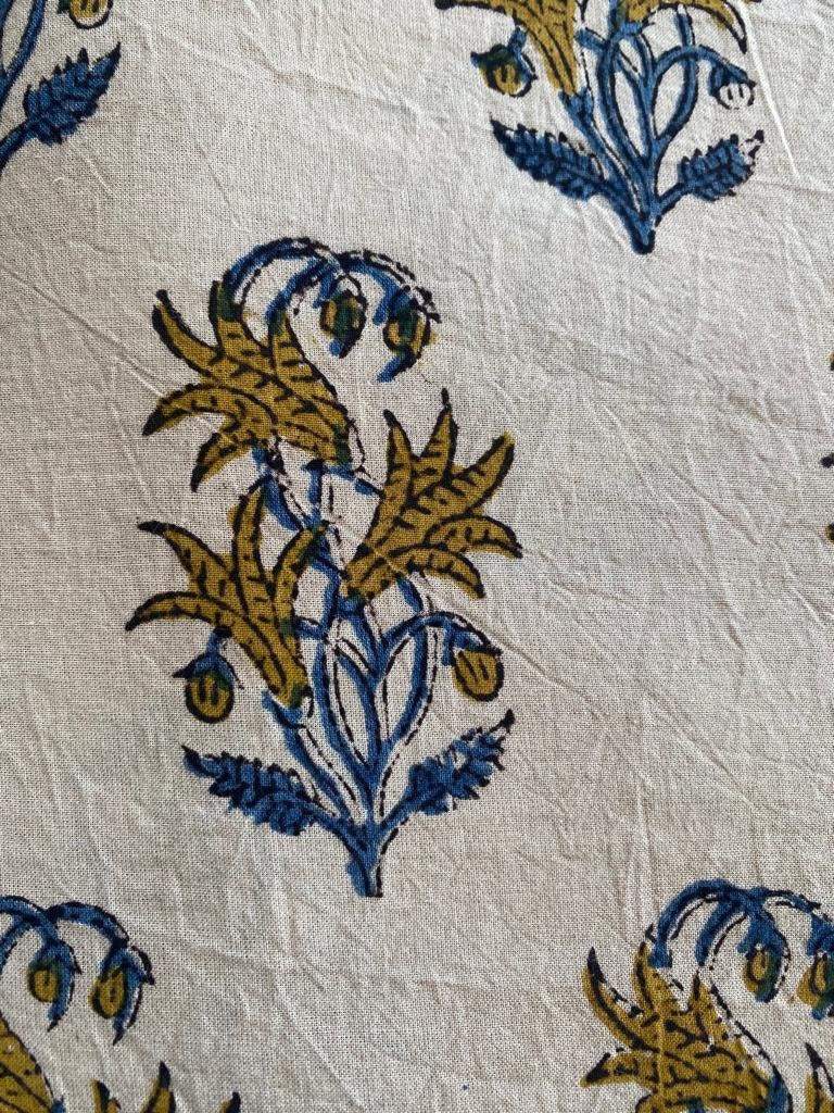 Green blue Flower Print Cotton Fabric, Sewing Fabric, Dressmaking banyans Fabric, Indian Fabric By The Yard,Craft Fabric, Upholstery Fabric - Maple Village Lane