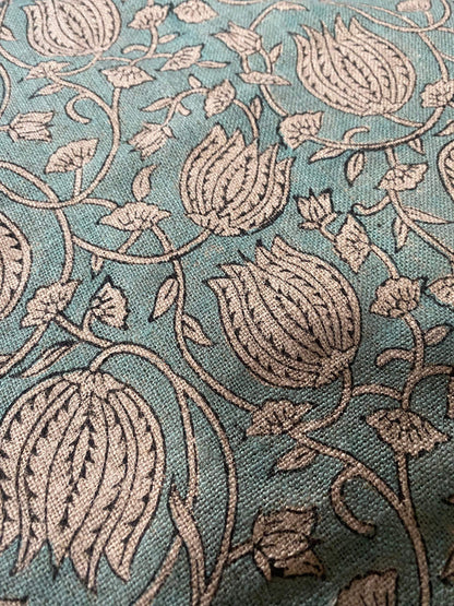 58" inches Indian Hand Block Print Fabric, Indian Linen Fabric, Block Print Fabric, Designer Floral Printing Fabric, Upholstery fabric,