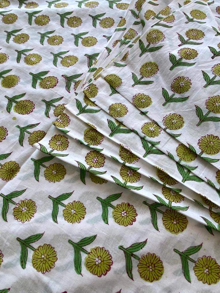 Indian Cotton Block Print Fabric by the Yard -Sewing and Quilting Fabric - Maple Village Lane