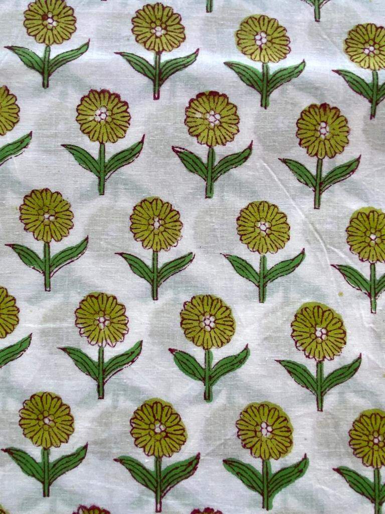 Indian Cotton Block Print Fabric by the Yard -Sewing and Quilting Fabric - Maple Village Lane