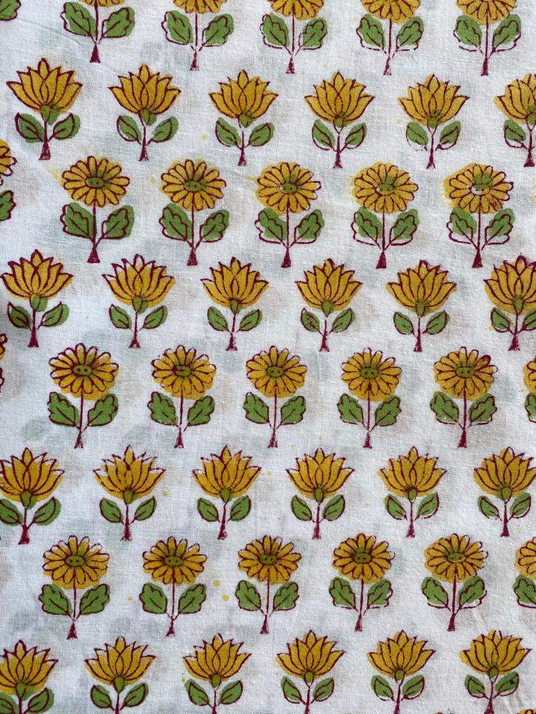 Indian Cotton Block Print Fabric by the Yard -Sewing and Quilting Fabric - Maple Village Lane