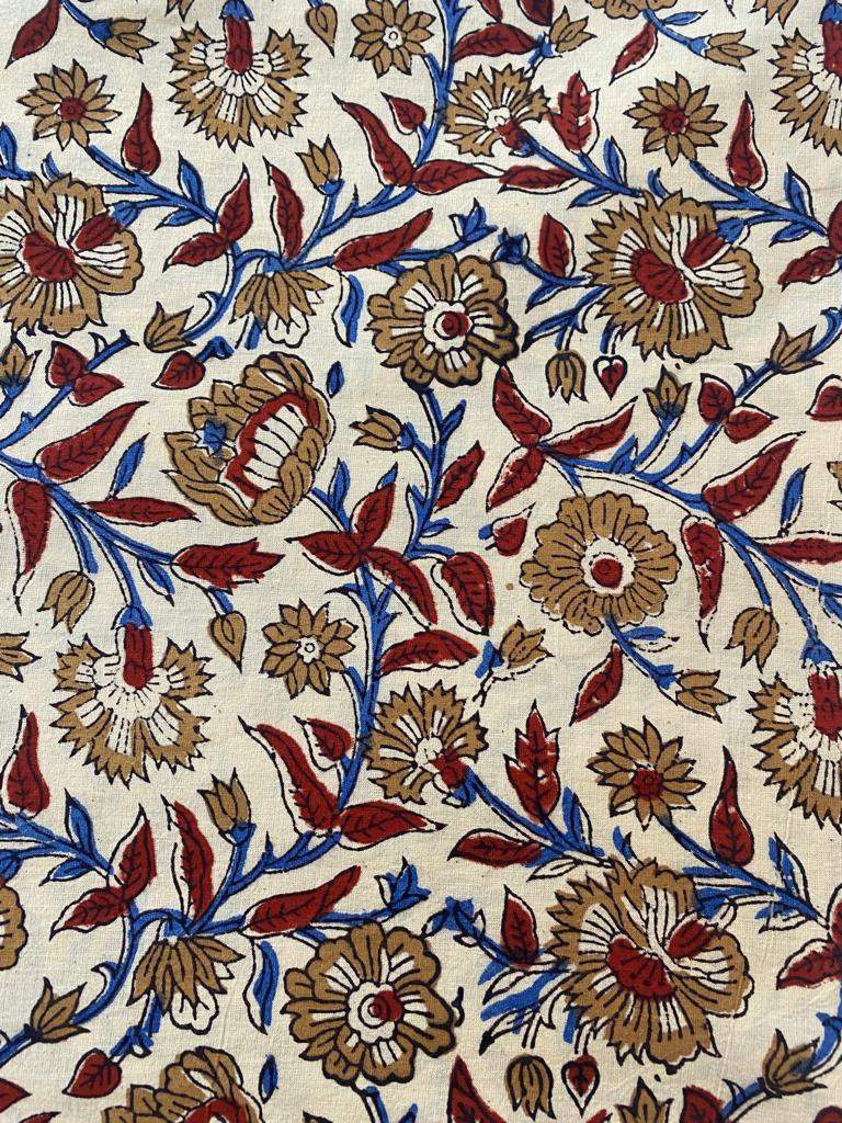 Indian Cotton Block Print Fabric by the Yard -Sewing and Quilting Fabric - Maple Village Lane