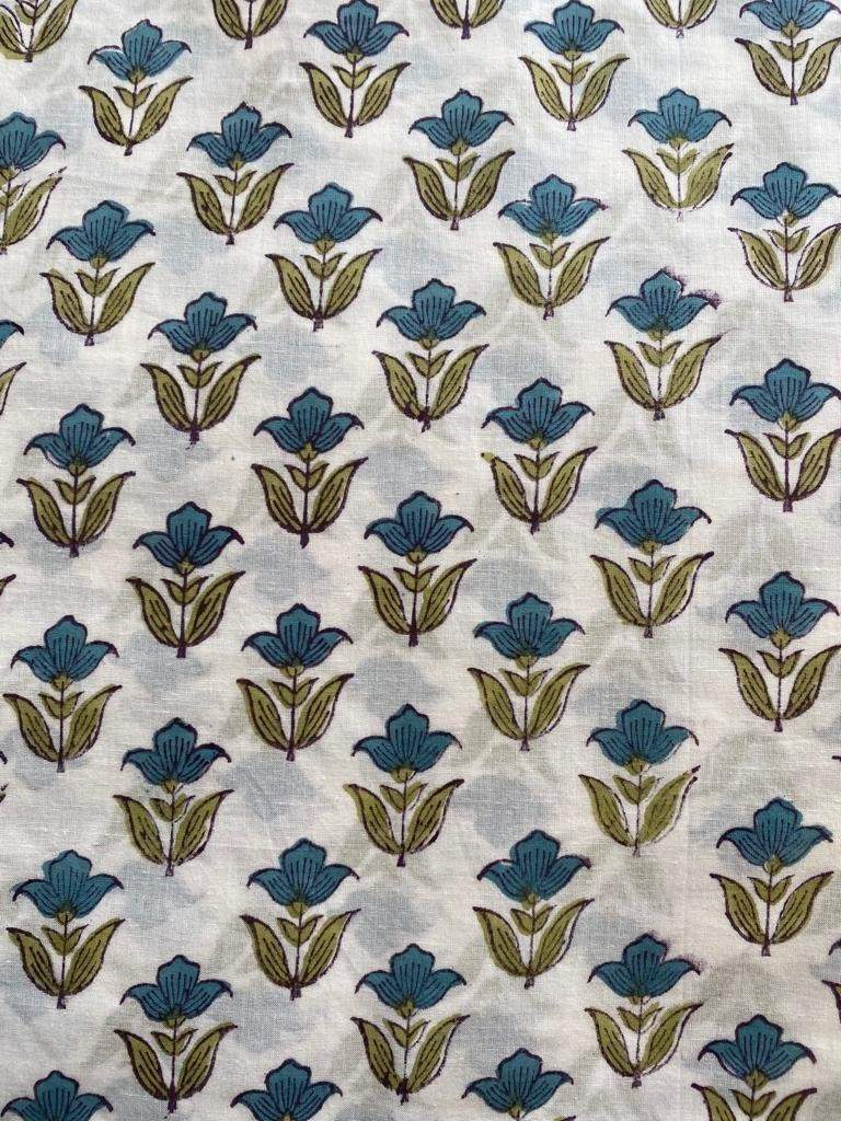 Green Red Flower Print Cotton Fabric, Sewing Fabric, Dressmaking banyans Fabric, Indian Fabric By The Yard, Craft Fabric, Upholstery Fabric - Maple Village Lane