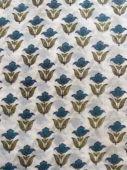 Green Red Flower Print Cotton Fabric, Sewing Fabric, Dressmaking banyans Fabric, Indian Fabric By The Yard, Craft Fabric, Upholstery Fabric - Maple Village Lane