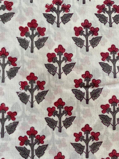 Red Flower Print Cotton Fabric, Sewing Fabric, Dressmaking banyans Fabric, Indian Fabric By The Yard,Craft Fabric, Upholstery Fabric - Maple Village Lane