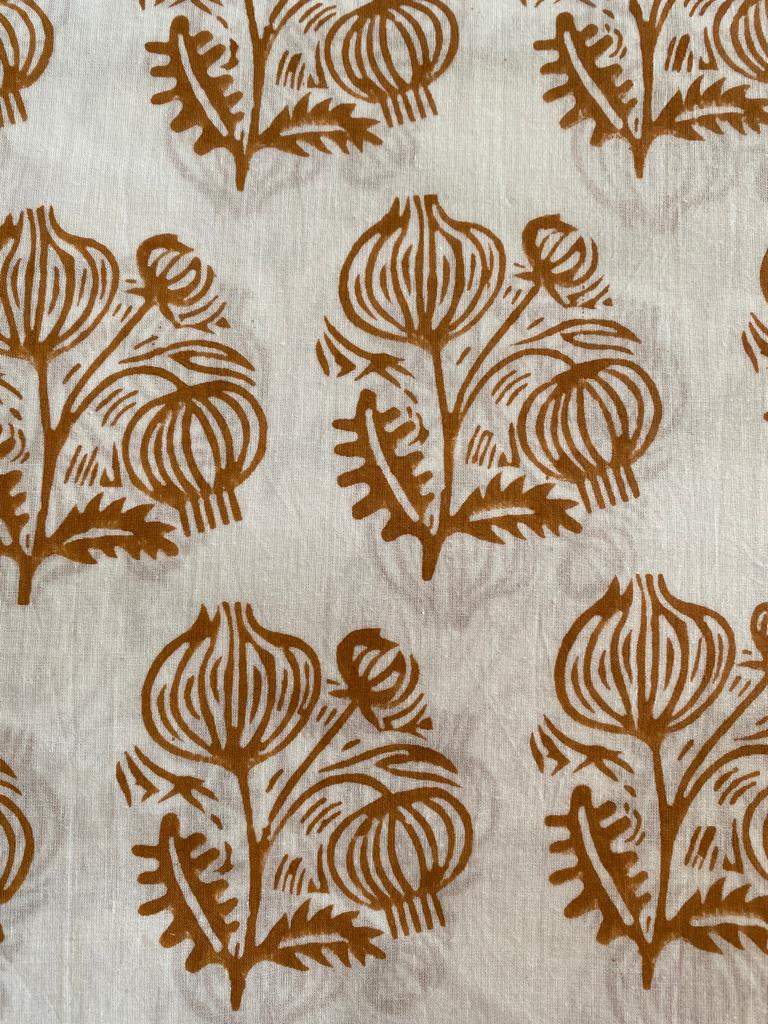 Floral Print Block Print Fabric 100% Cotton Indian Fabric, Hand Printed Natural Vegetable Dye Soft Cotton Woman Dress Fabric By Yard - Maple Village Lane