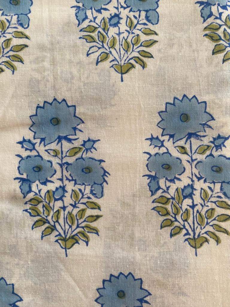 Mughal Flower Block Print, indian cotton, Hand stamped printing, by the yard, Indian Fabric, Upholstery Fabric , sewing and quilting fabric - Maple Village Lane