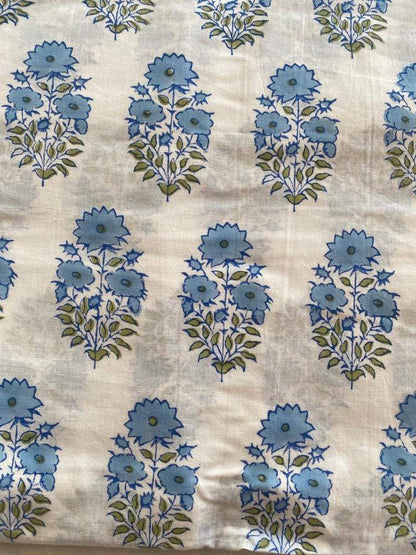 Mughal Flower Block Print, indian cotton, Hand stamped printing, by the yard, Indian Fabric, Upholstery Fabric , sewing and quilting fabric - Maple Village Lane