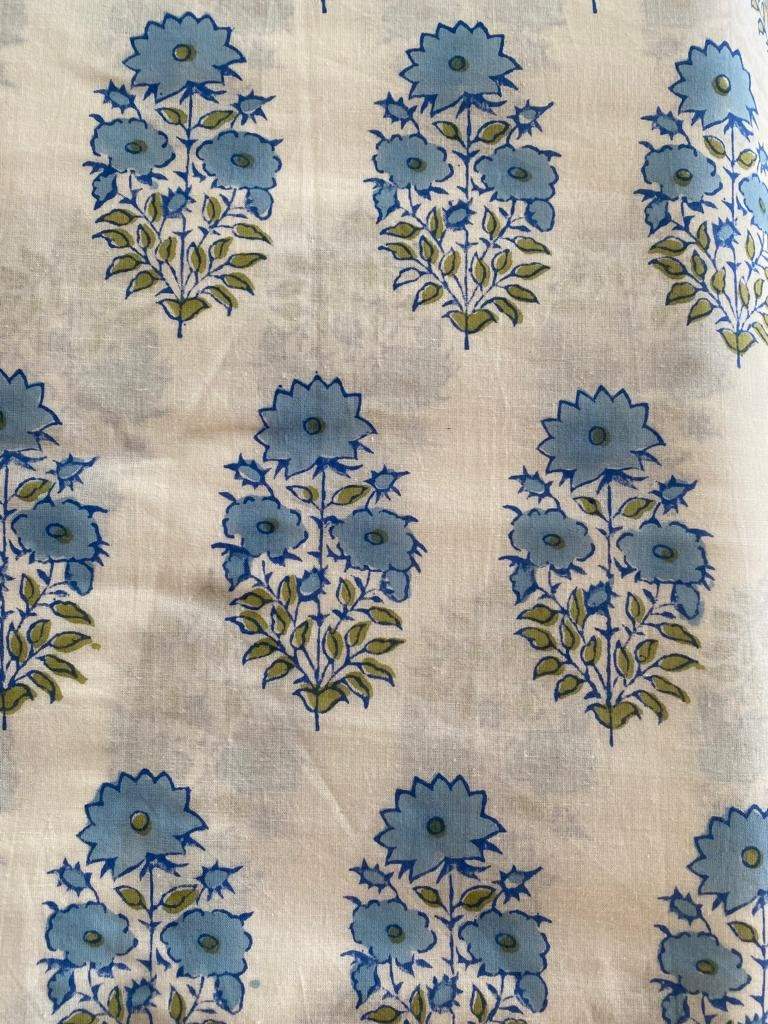 Mughal Flower Block Print, indian cotton, Hand stamped printing, by the yard, Indian Fabric, Upholstery Fabric , sewing and quilting fabric - Maple Village Lane