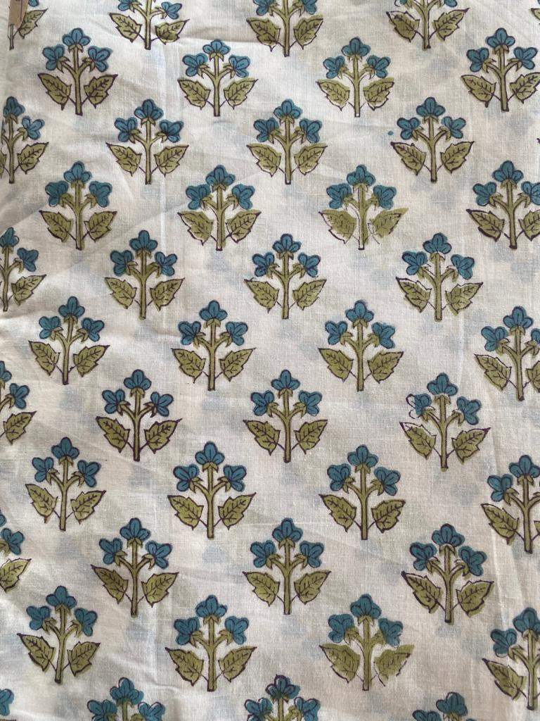 Indian Cotton Block Print Fabric by the Yard -Sewing and Quilting Fabric - Maple Village Lane