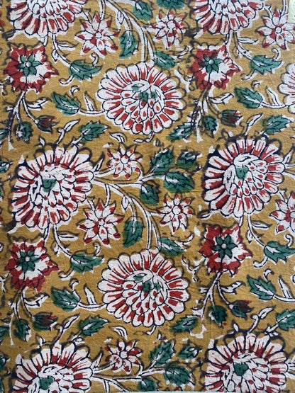 Indian Cotton Block Print Fabric by the Yard -Sewing and Quilting Fabric - Maple Village Lane