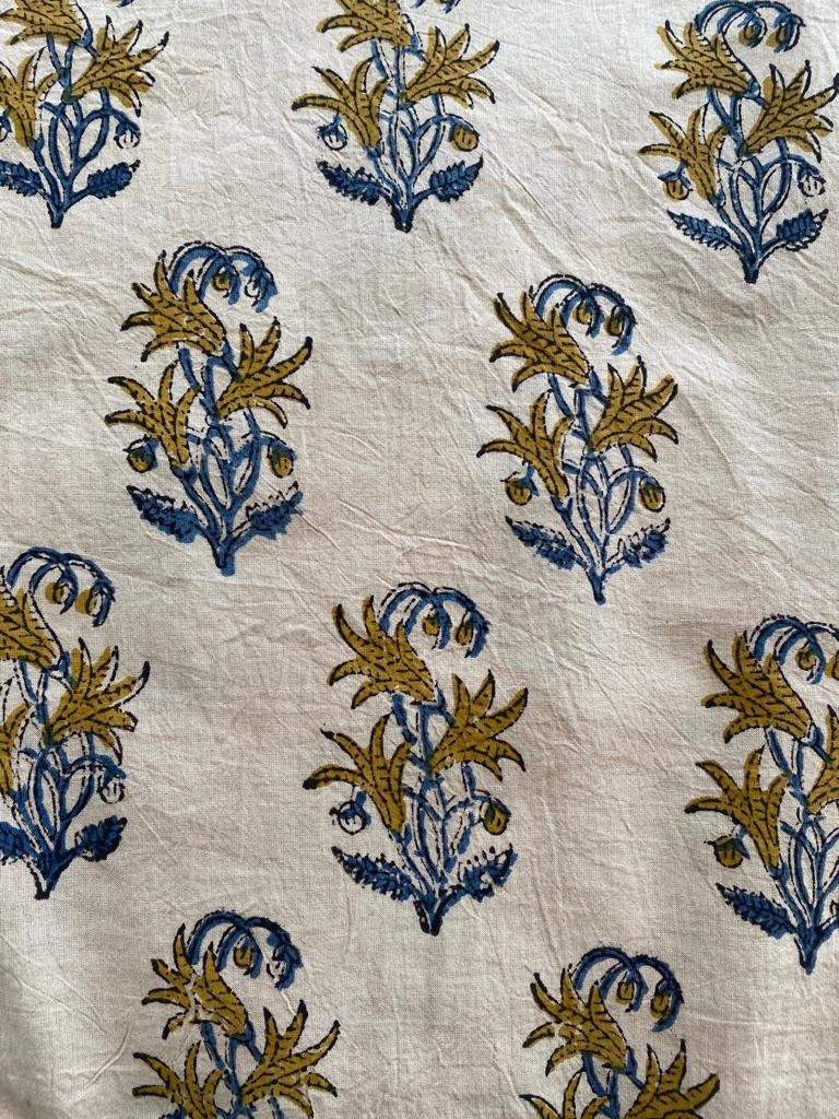 Green blue Flower Print Cotton Fabric, Sewing Fabric, Dressmaking banyans Fabric, Indian Fabric By The Yard,Craft Fabric, Upholstery Fabric - Maple Village Lane