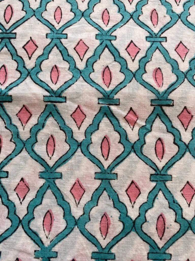 Indian Cotton Block Print Fabric by the Yard -Sewing and Quilting Fabric - Maple Village Lane