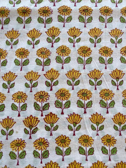 Indian Cotton Block Print Fabric by the Yard -Sewing and Quilting Fabric - Maple Village Lane