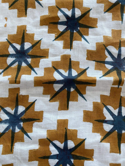 Linen fabric, Fabric by yard, Hand printed fabric, Block Print Fabric, Indian Fabric