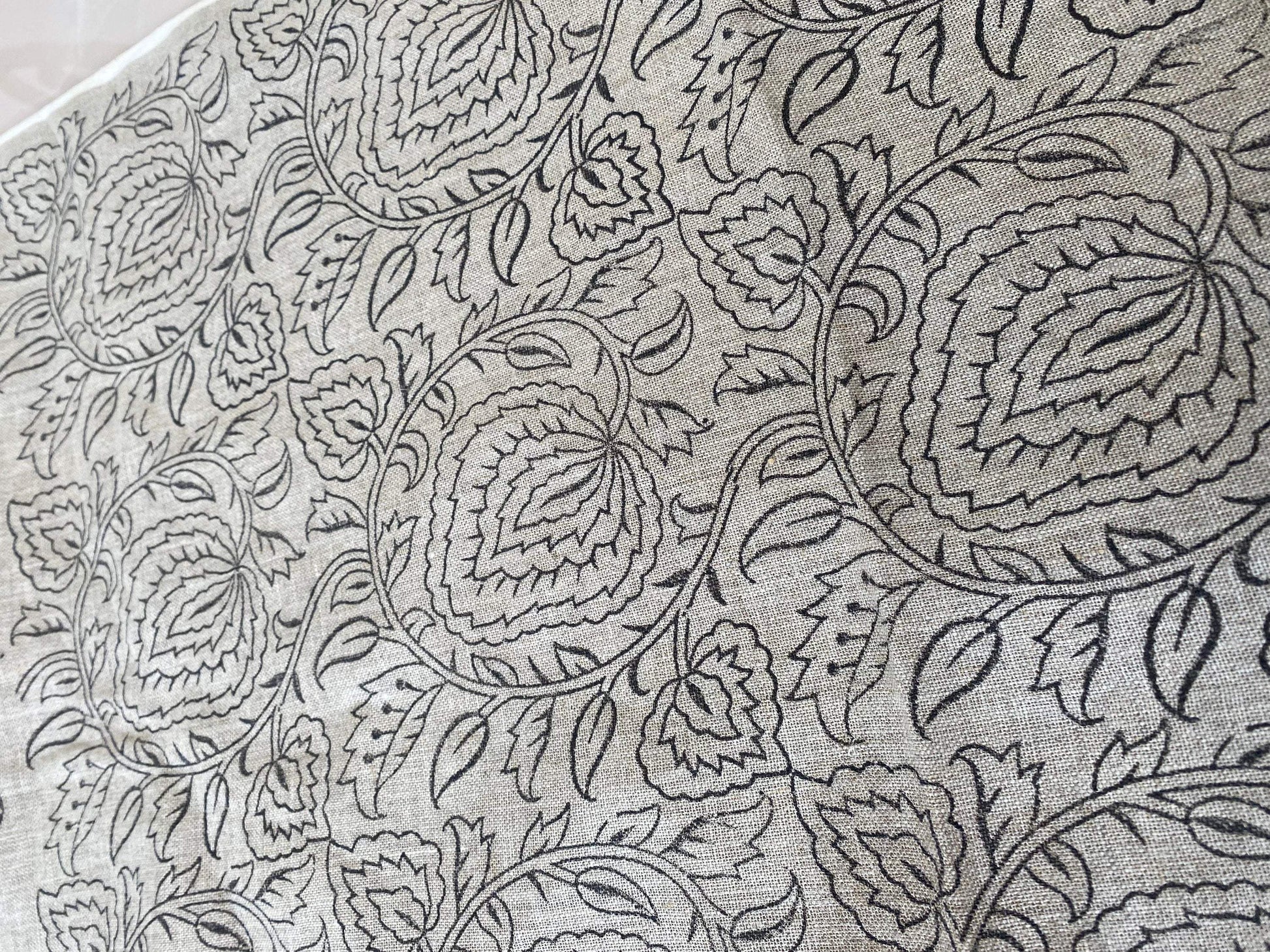 NORA || Indian Hand Block Print Fabric, Indian Linen Fabric, Block Print Fabric, Designer Floral Printing Fabric, Upholstery fabric, - Maple Village Lane