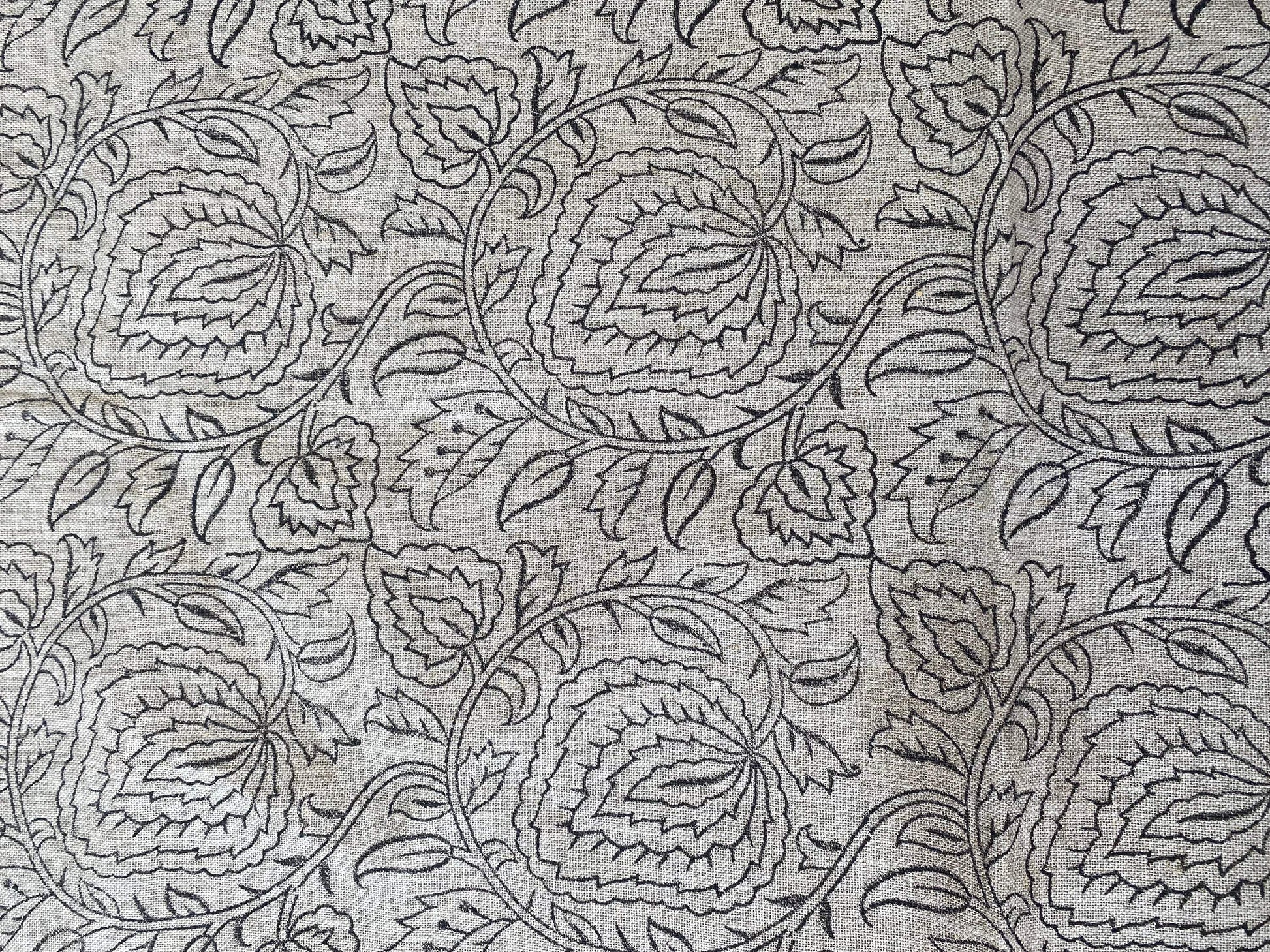 NORA || Indian Hand Block Print Fabric, Indian Linen Fabric, Block Print Fabric, Designer Floral Printing Fabric, Upholstery fabric, - Maple Village Lane