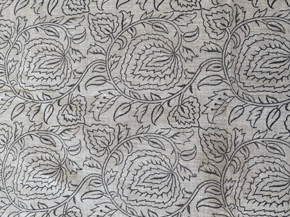 NORA || Indian Hand Block Print Fabric, Indian Linen Fabric, Block Print Fabric, Designer Floral Printing Fabric, Upholstery fabric, - Maple Village Lane