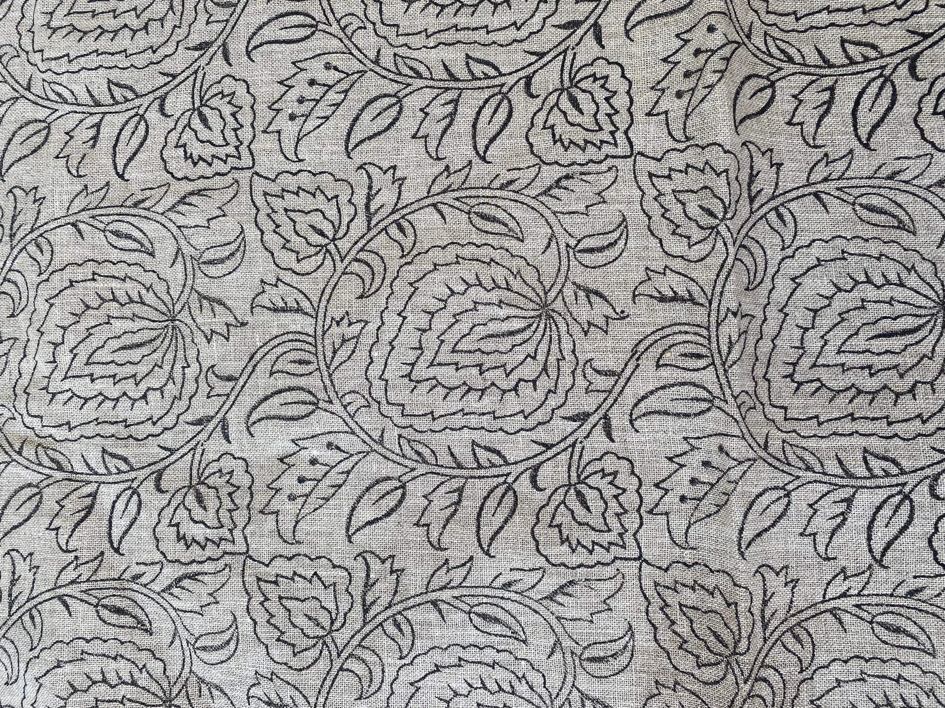 NORA || Indian Hand Block Print Fabric, Indian Linen Fabric, Block Print Fabric, Designer Floral Printing Fabric, Upholstery fabric, - Maple Village Lane