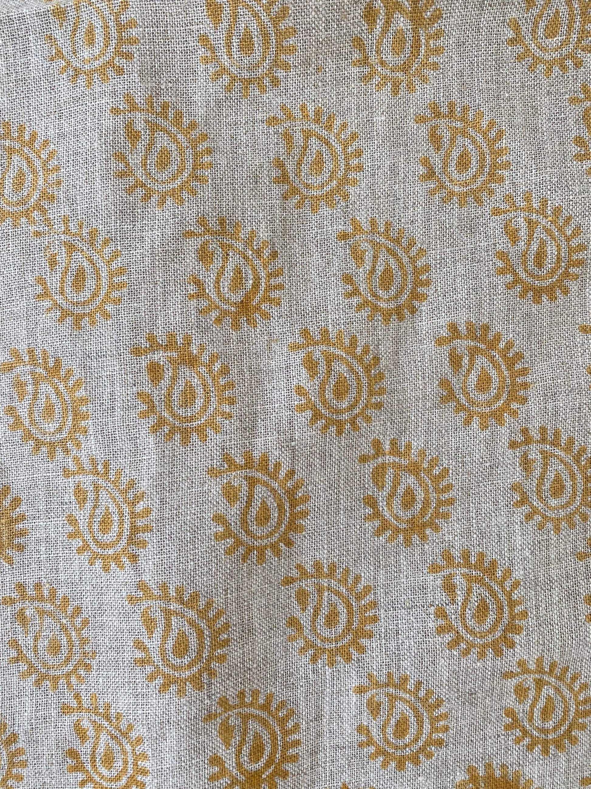 Linen fabric, Fabric by yard, Hand printed fabric, Block Print Fabric, Indian Fabric