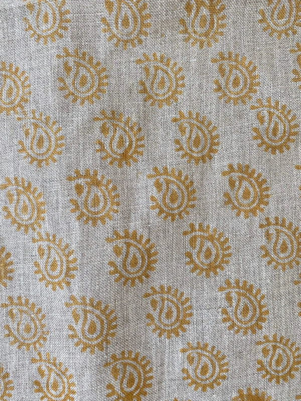 TATULLA Indian Hand Block Print Linen Fabric for Upholstery