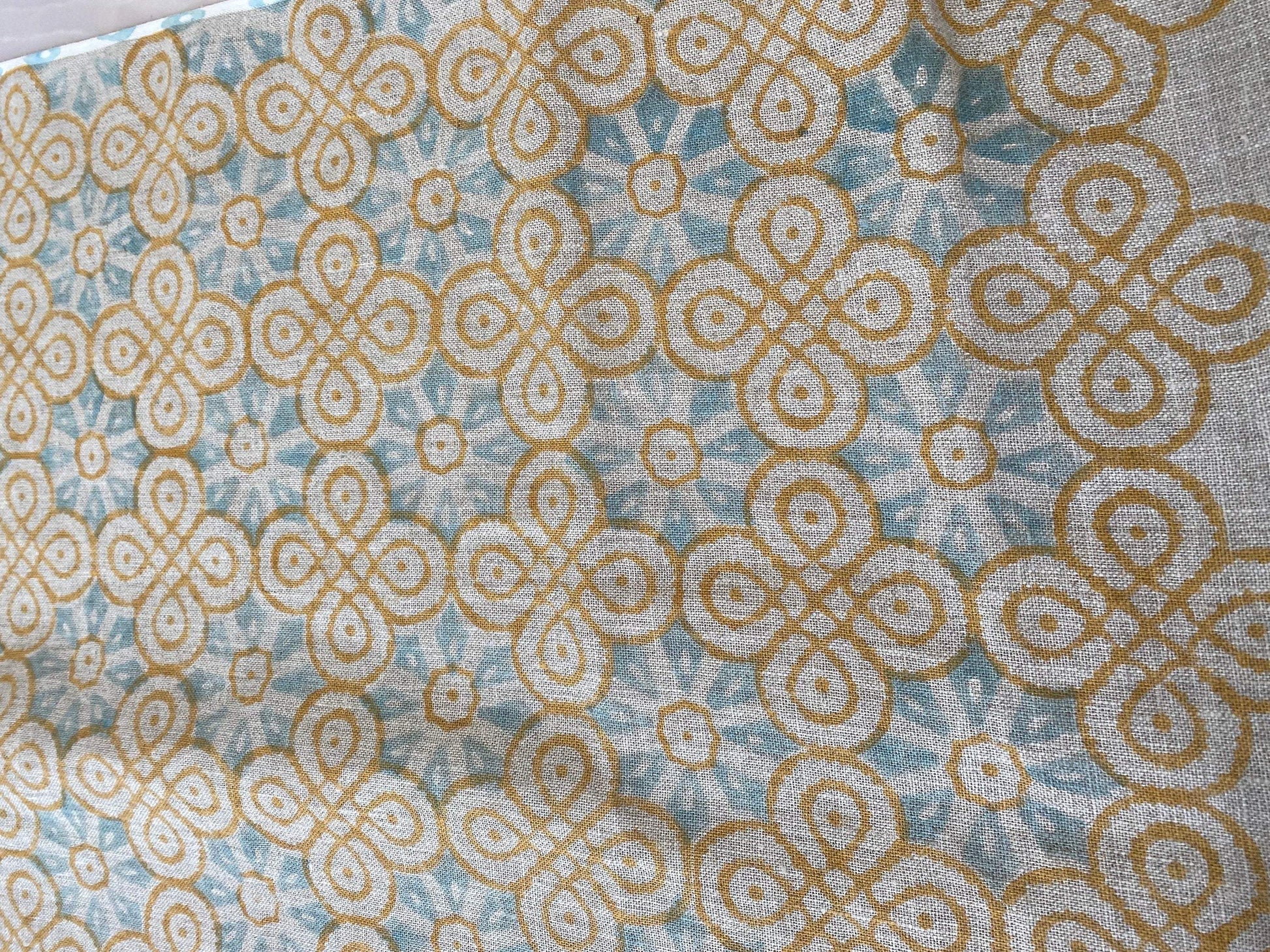 ROUNDED || Indian Hand Block Print Fabric, Indian Linen Fabric, Block Print Fabric, Designer Floral Printing Fabric, Upholstery fabric, - Maple Village Lane