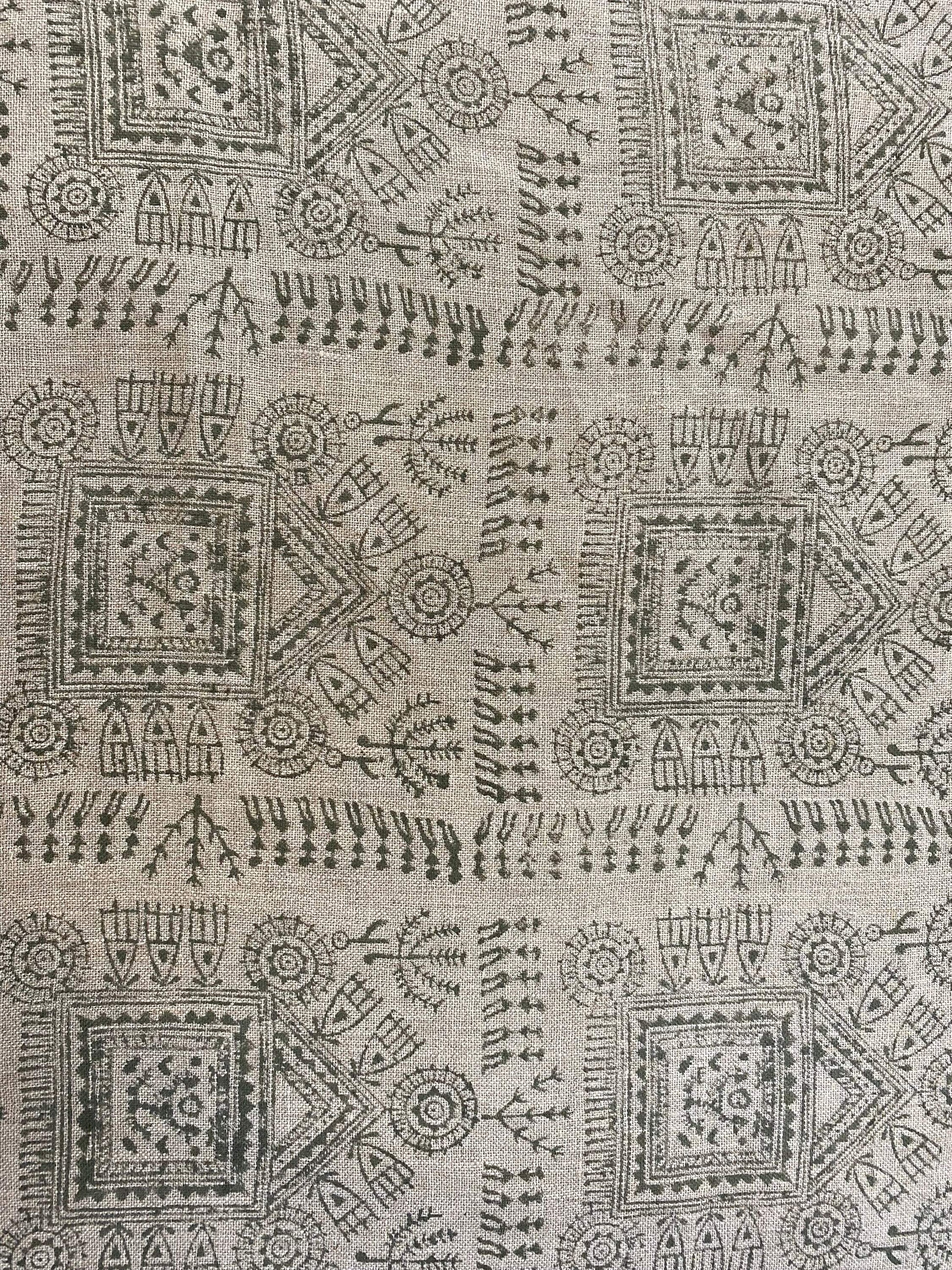 MUGHALL || Indian Hand Block Print Fabric, Indian Linen Fabric, Block Print Fabric, Designer Floral Printing Fabric, Upholstery fabric, - Maple Village Lane