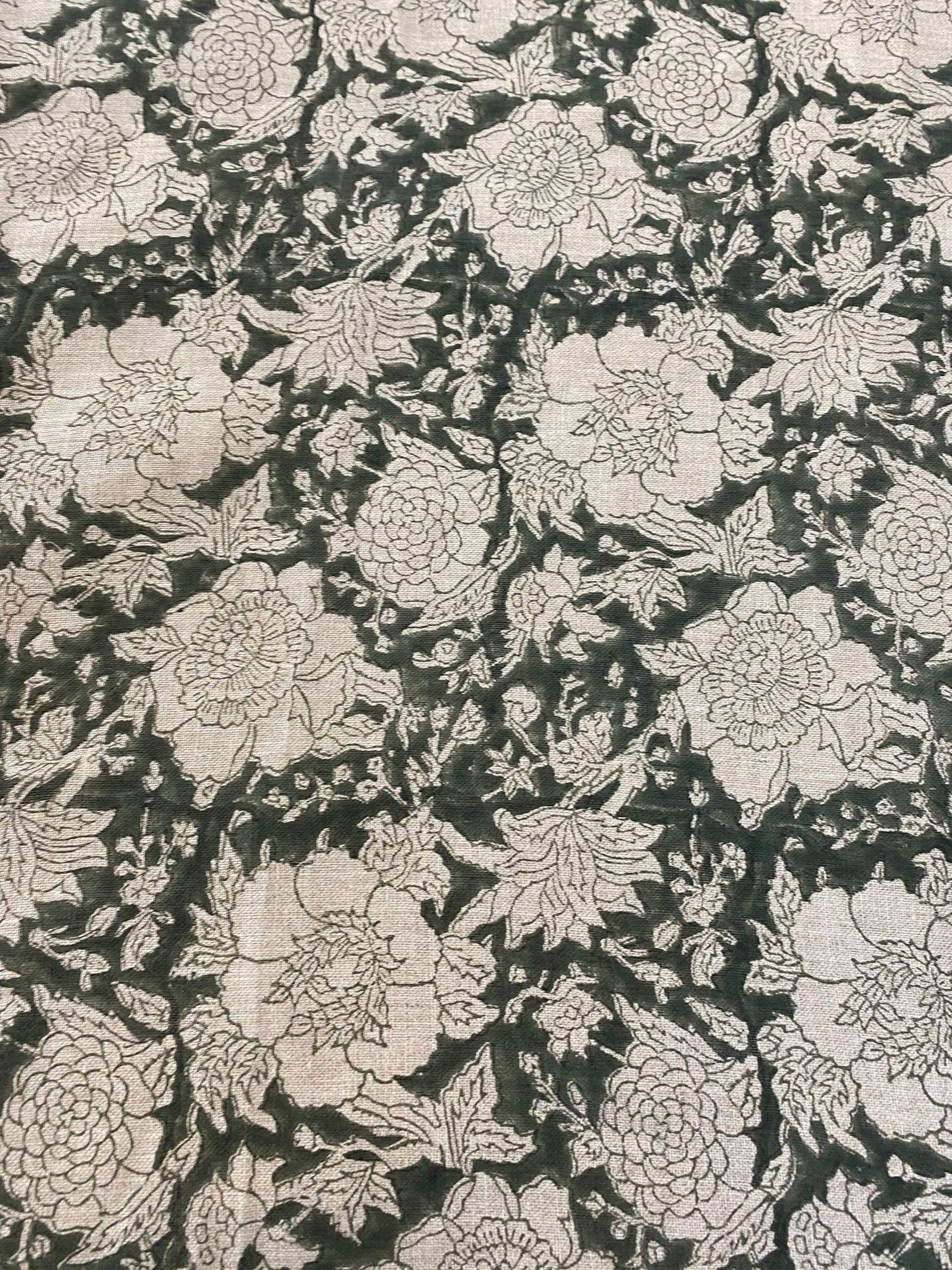 HUNNY || Indian Hand Block Print Fabric, Indian Linen Fabric, Block Print Fabric, Designer Floral Printing Fabric, Upholstery fabric, Pillow - Maple Village Lane