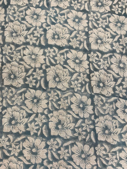 ZAFFRA || Indian Hand Block Print Fabric, Indian Linen Fabric, Block Print Fabric, Designer Floral Printing Fabric, Upholstery fabric, - Maple Village Lane