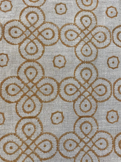 ROUNDED || Indian Hand Block Print Fabric, Indian Linen Fabric, Block Print Fabric, Designer Floral Printing Fabric, Upholstery fabric, - Maple Village Lane