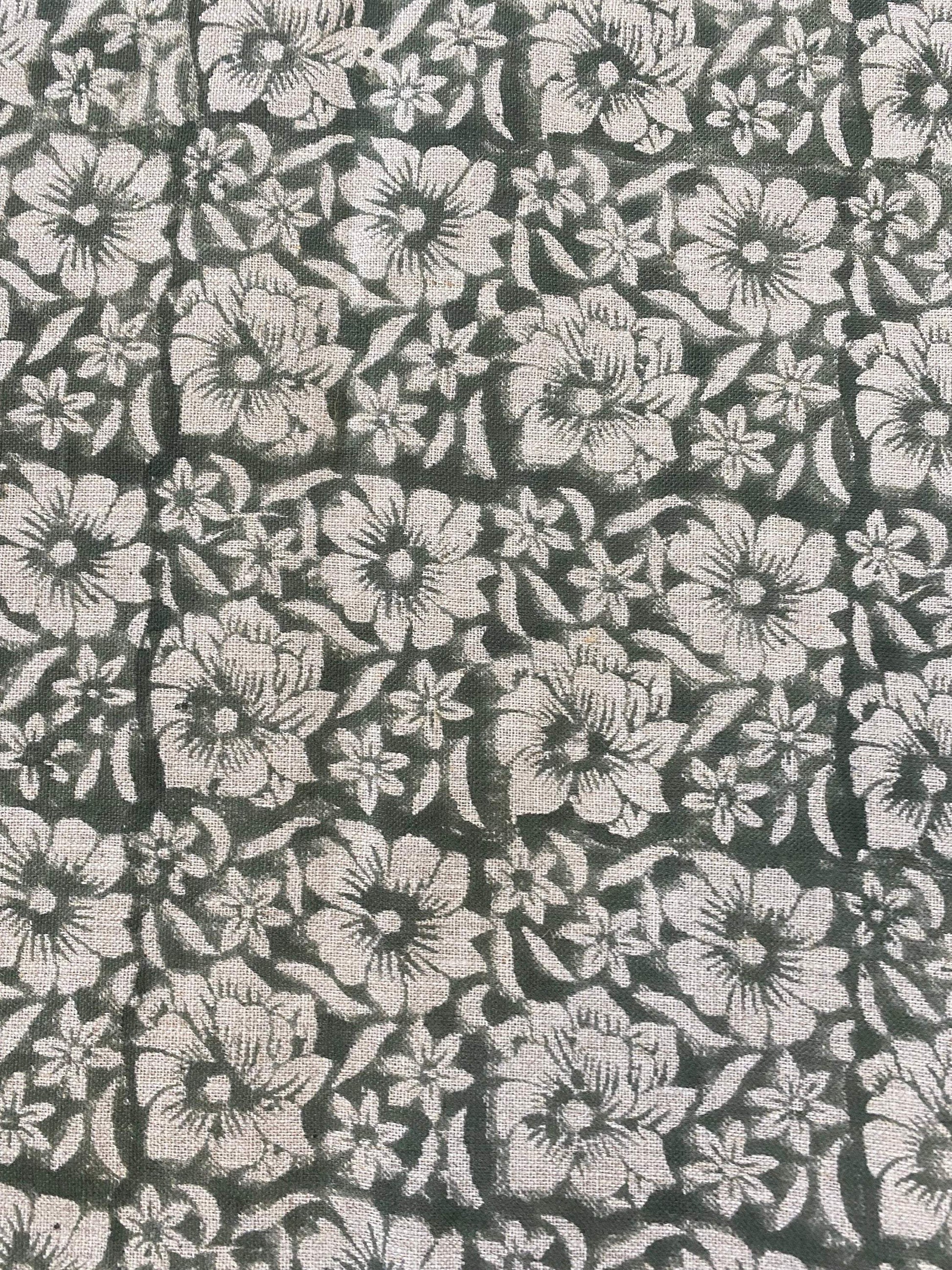 ZAFFRA || Indian Hand Block Print Fabric, Indian Linen Fabric, Block Print Fabric, Designer Floral Printing Fabric, Upholstery fabric, - Maple Village Lane